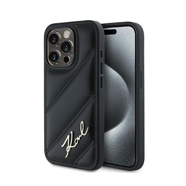 Karl Lagerfeld Diagonal Quiltad Skrift - Skal för iPhone 13 Pro Max (Svart) Svart