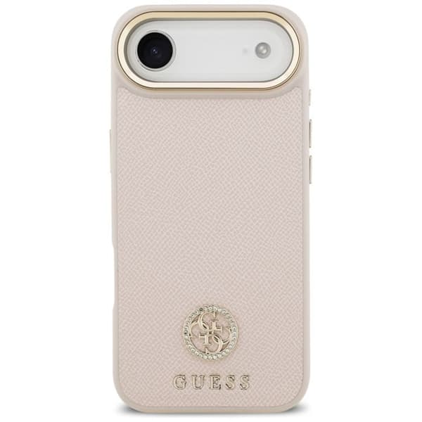 Coque Guess Grained Strass Logo MagSafe för iPhone Air - Rosa Rosa