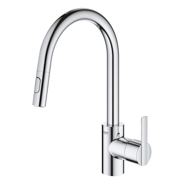 GROHE Feel diskbänkskran, utdragbar spray, 360° rotation, U-pip, 2-jet-avledare, köksblandare 31486001 Krom