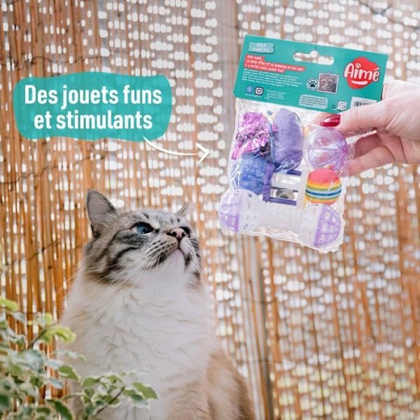 7 leksaker för katt - AIMÉ rosa och blå