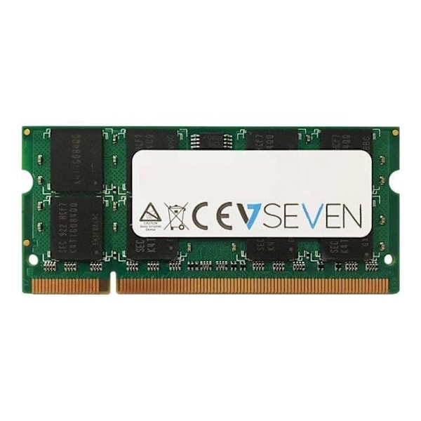 V7 Notebook RAM-modul - 2GB - DDR2-667/PC2-5300 DDR2 SDRAM - CL5 - 1,80V - Icke-ECC - Obuffrad - 200 stift