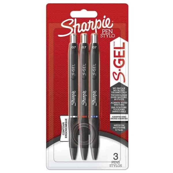 Gelpenna - SHARPIE - S-GEL - Sorterad - 0,7 mm - Matt svart Blandad