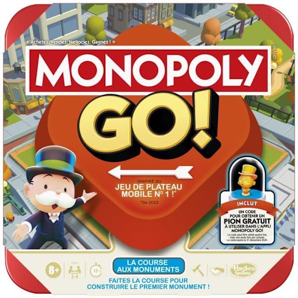 Monopoly Go, Brädspel från 8 år, Familjebrädspel Flerfärgad
