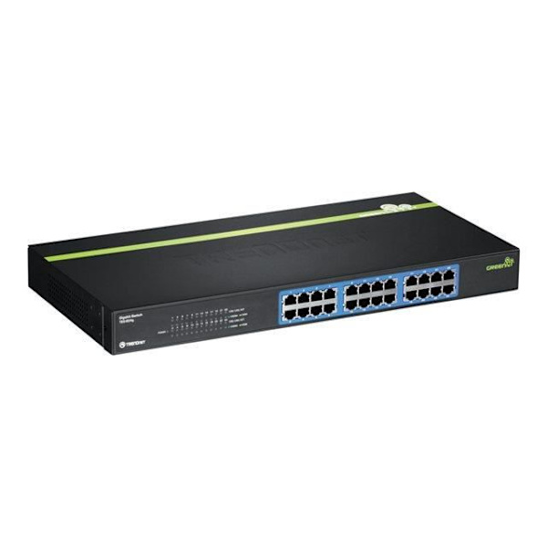 TRENDNET TEG-S24g 24-portars Ethernet-switch - 2 lager stöds - Rackmonterbar Svart