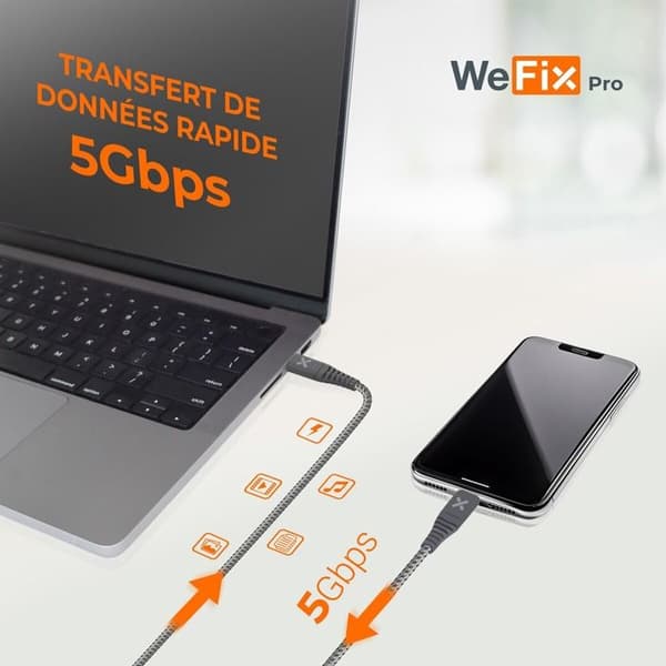 Cigarettmobilkabel Wefix Pro KABEL FÖRSTÄRKS USB-C / C 240W USB 3 2 M
