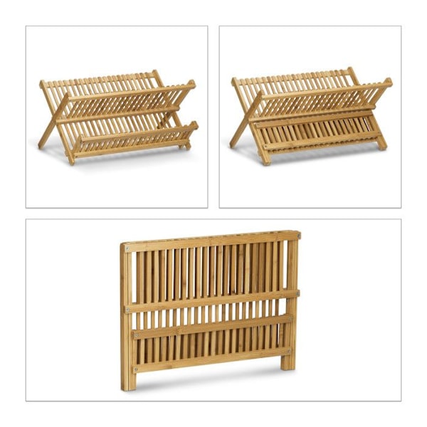 Relaxdays Diskställ med 2 fack för att sortera besticken, HLP: 24 x 46 x 28 cm, natur ljusbrun