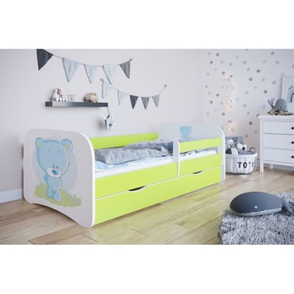 Kocot Kids Cot Babydreams grön blå nalle utan lådmadrass 180/80 - 5903282038813