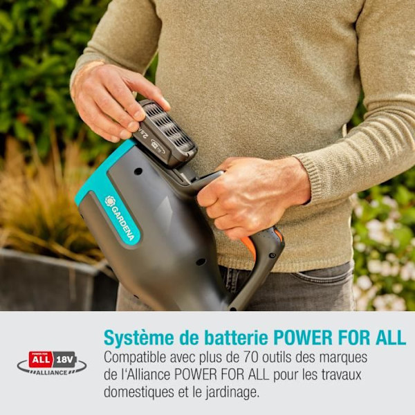 GARDENA batteribladblåsare - PowerJet 18V P4A - 18V (Levereras med batteri och laddare) Svart - Blå - Orange