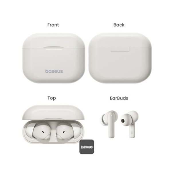 Bowie E17 Wireless Earbuds (A00072200223-Z1) Bluetooth 5.3, True Wireless, Dual ENC Mic, med Baseus White Lanyard
