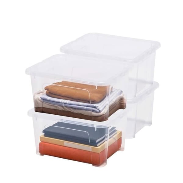 Förvaringslåda - SUNDIS - VIEW BOX - 24 L - Transparent - 4-pack med lock Transparent