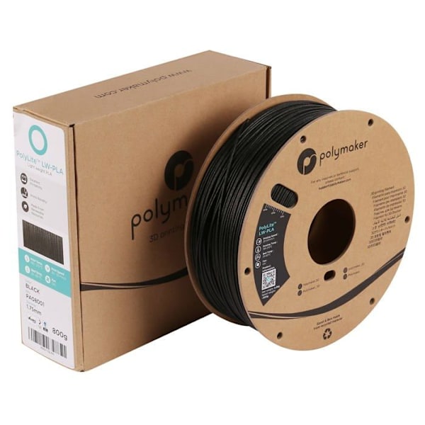 Fil för 3D-skrivare Polymaker - PA08001 - PolyLite LW-PLA - 1,75 mm - 800 g - Svart