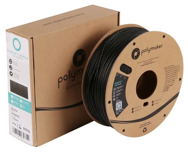 Filament 3D - POLYMAKER - PA08001 - PolyLite LW-PLA - 1,75 mm - 800 g - Svart