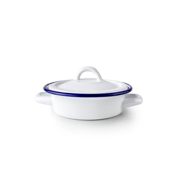 Ibili - 912214T - Tallrik för ägg med lock 14 x 4,5 cm i glaserat stål i vintage hantverksstil