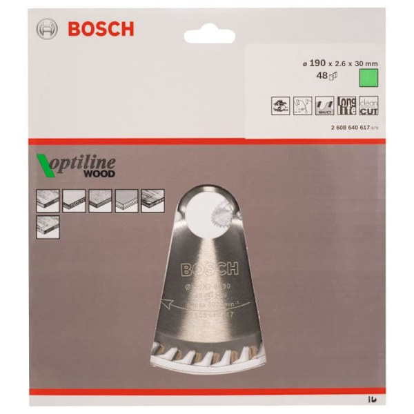 Optiline Wood cirkelsågklinga - BOSCH - 190x30 48 Tänder