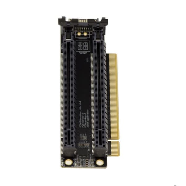 "PCIe Gen4 Riser Adapter - KALEA-INFORMATIQUE - Riser x16→2x8 90° - Bifurkation x8/x8 - 32 GB/s"