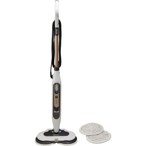 SHARK S8201EU ångmopp - Automatisk ångmopp - 2 roterande dynor - 3 ånginställningar - Tar bort fläckar och smuts Vit