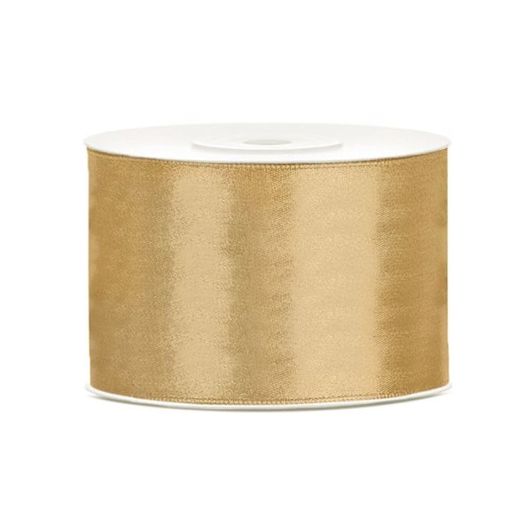 Satinband i ockergul 5 cm x 25 m - Guld