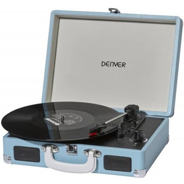 DENVER VPL-120 blå vinyl skivspelare - USB - Högtalare - 33 1/3, 45, 78 rpm