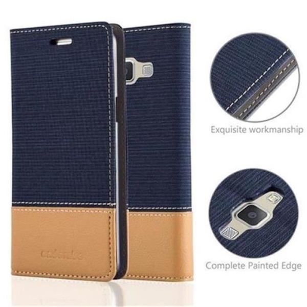 Samsung Galaxy A5 2015 (5) i MÖRKBLÅBRUNT från Cadorabo (TYG-LEATHERETTE Design) Fullt skyddsfodral med flipskydd