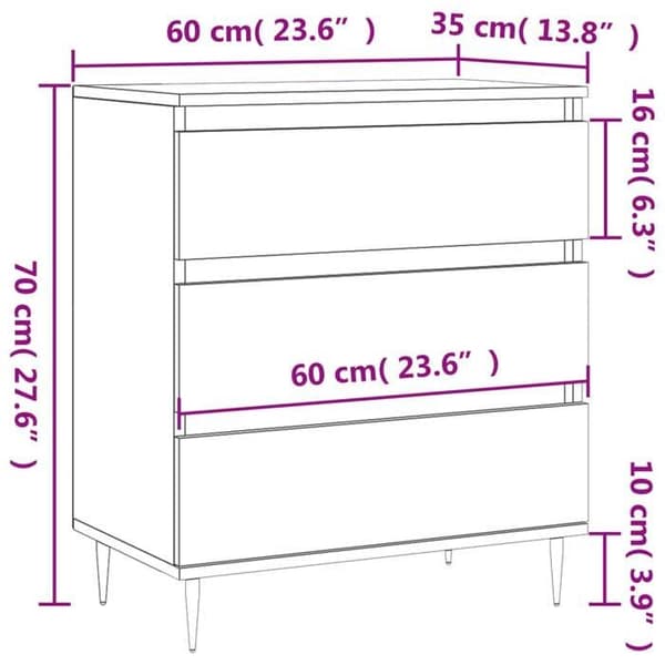 vidaXL Buffé Sonoma grå 60x35x70 cm Ingenjörsträ 827178