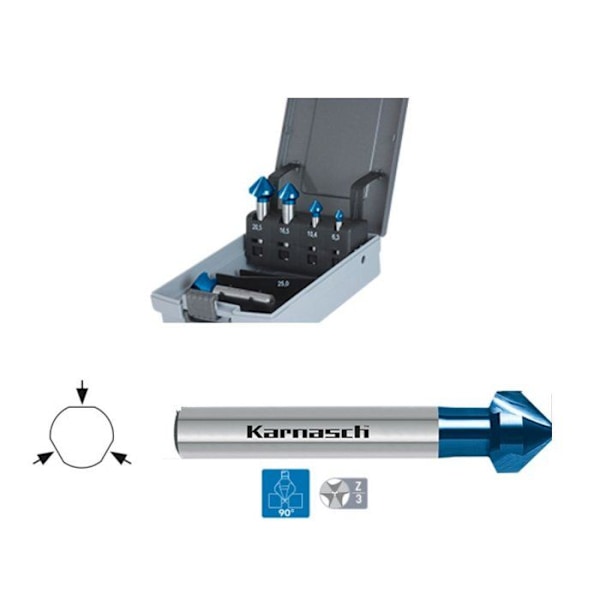Borr - Karnasch bit - 201648 - Countersink T.C Blue Set innehåller 6,3, 10,4, 16,5, 20,5, 25 mm.