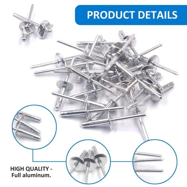 Rivet Bestychao - 2 - 60st Tri-Fold Exploding Pop Rivet Aluminium stora bridriveter (4,8x5mm) - Silverfärgad