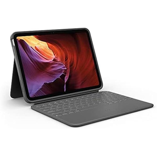 Logitech Rugged Folio Protective Keyboard Case för iPad (10:e generationen) - Svart - Anti-chock - Smart Connector Grafit