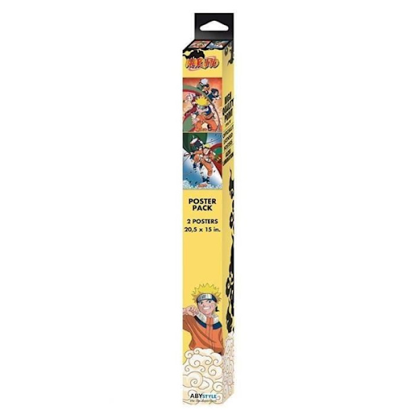 Set med 2 Naruto chibi-affischer - Naruto - Team - Flerfärgad - Orange - Rektangulär Flerfärgad