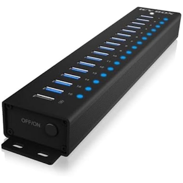 USB-hubb - ICY BOX - 17 portar - USB 3.2 Gen 1 - USB-laddning - 96 W strömförsörjning