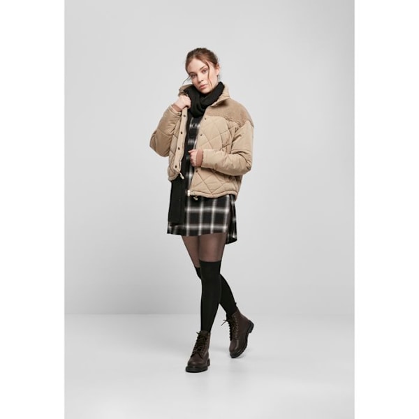Damskappa - Urban Classics - Diamentd quiltad pufferjacka - Oversized - Beige - Taffetfoder beige jag