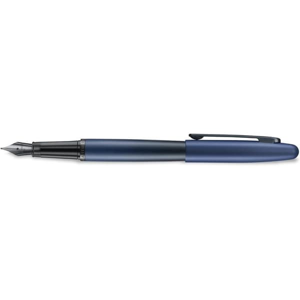 Sheaffer VFM E9429 blå matt bläckpenna med svarta kanter - Fin spets blå
