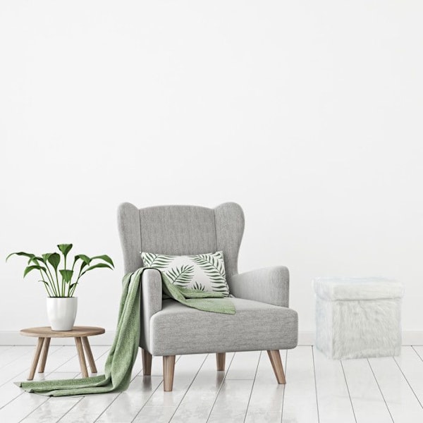Relaxdays pälspall, hopfällbar, vadderad, plysch, pall med förvaring, 40 L, HxBxD: 39 x 38 x 38 cm, Vit Vit