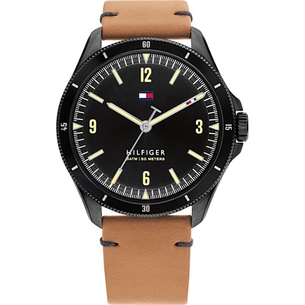 Klocka - Tommy Hilfiger - 1791906 - Analog Quartz - Brunt Läder - 42 mm Svart kastanj