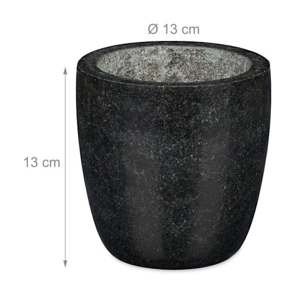 Relaxdays Mortel i granit med stöt, robust, för kryddor, örter, mortel i polerad sten, d. 13 cm, 500 ml, grå svart