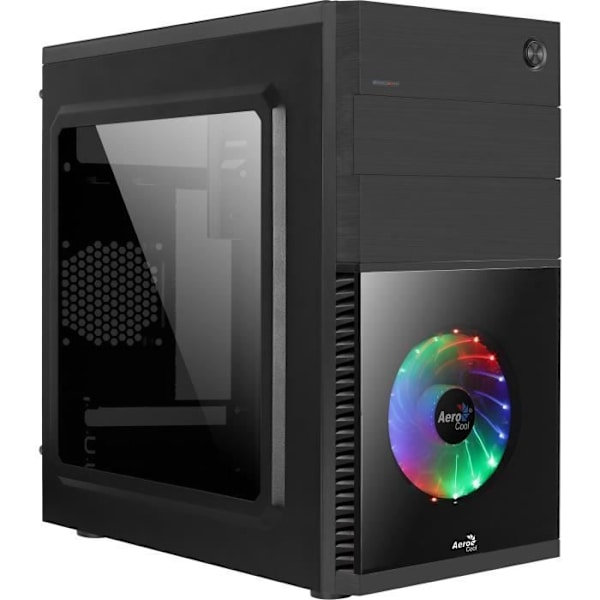 AEROCOOL CS-105 Cosmo PC CASE - med kortläsare - Mini Tower - Svart - Härdat glas - Micro ATX-format (ACCS-PC09211.11)