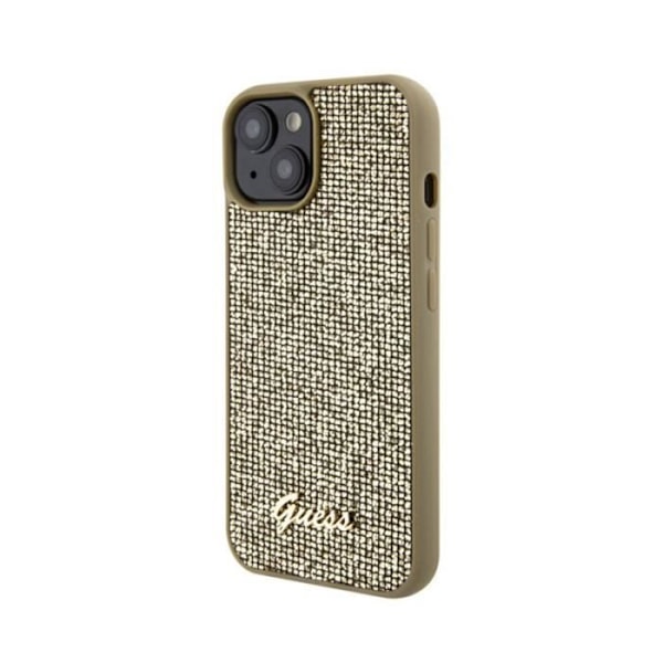 Guess Disco Metal Script - Fodral för iPhone 15 (guld) - 3666339173579