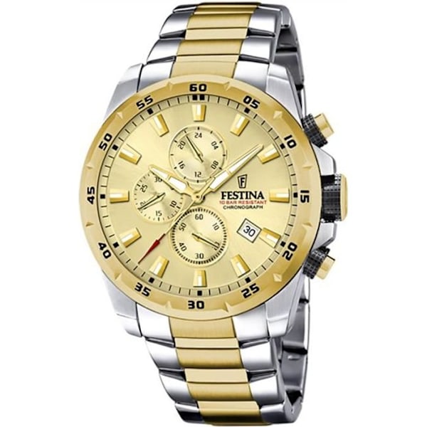 Klocka - FESTINA - Krono Stål Bicolor - Vattentålig 100m - Mineralglas - 45mm Kvartsrörelse