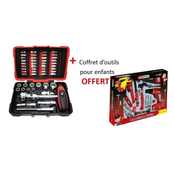 Coffret med hylsor och bitar - KS TOOLS - ULTIMATE 1/4'' - 52 delar - Modifix spärrnyckel - 72 tänder