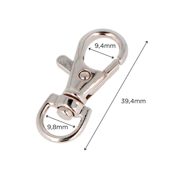 Innspiro - A15080301 - VELOX Mousqueton Anneau D Zamak Nickel 9,8 mm. 5 st.