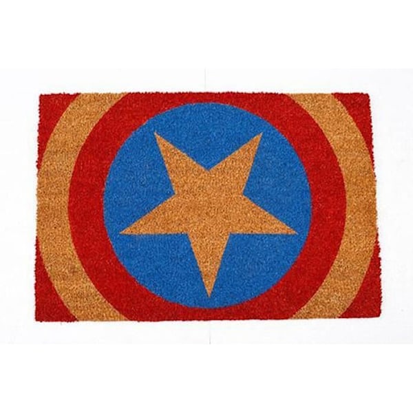 Dörrmatta Marvel Captain Amer Ecu brun, i kokosfiber, underdel i PVC. 40 cm x 60 cm