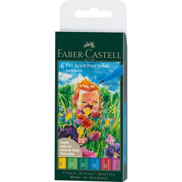 Filt - Faber-Castell - Pitt Artist Pen - Springtime - Printemps - Etui med 6 filtpennor 107, 112, 264, 110, 219 och 125