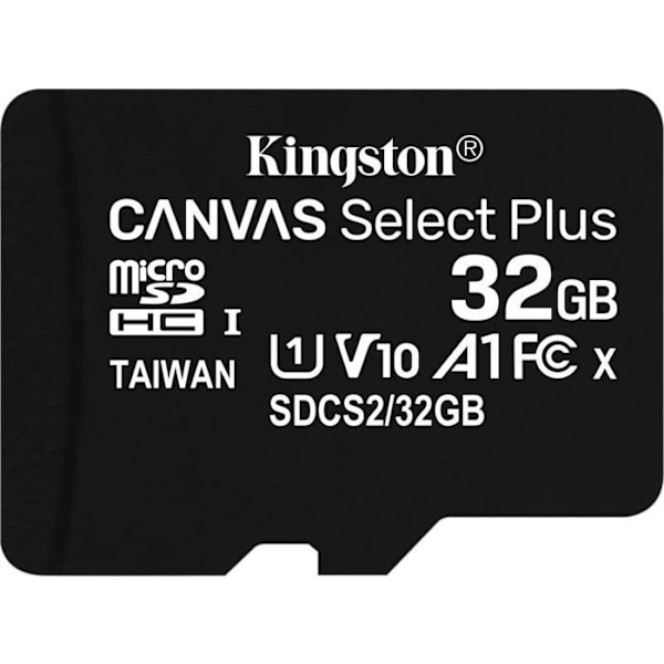 Minneskort - Kingston flashminne - SDCS2/32GB - Karta Canvas Select Plus MicroSDHC 32 GB Class 10 UHS-I/U1 A1 V10 ()