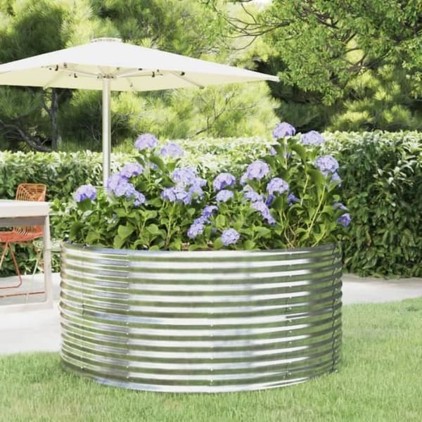 vidaXL Garden Raised Bed Silver pulverlackerat stål 319092