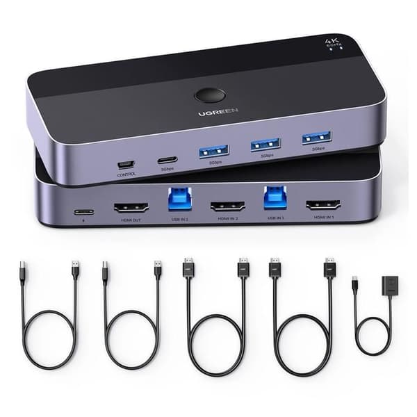 KVM-switch 2-i-1 HDMI - UGREEN - CM664 - 2 HDMI in, 1 HDMI ut - 4K@30Hz - USB-ström