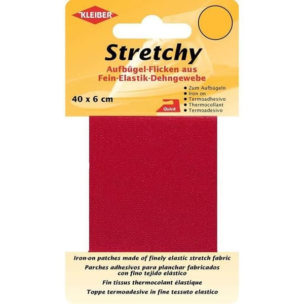 Elastisk strykpatch 400 x 60 mm röd - 100% polyester, klippbar Röd