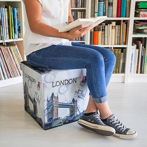Fällbar Pall - Relaxdays - 10019050 - Mångfärgad Sammet - 38x38x38 cm - Kapacitet 40L