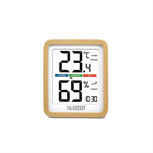 La Crosse Technology WS6281W-MAC - Termo-hygrometer med träfinish, bakgrundsbelysning, magnet Trä