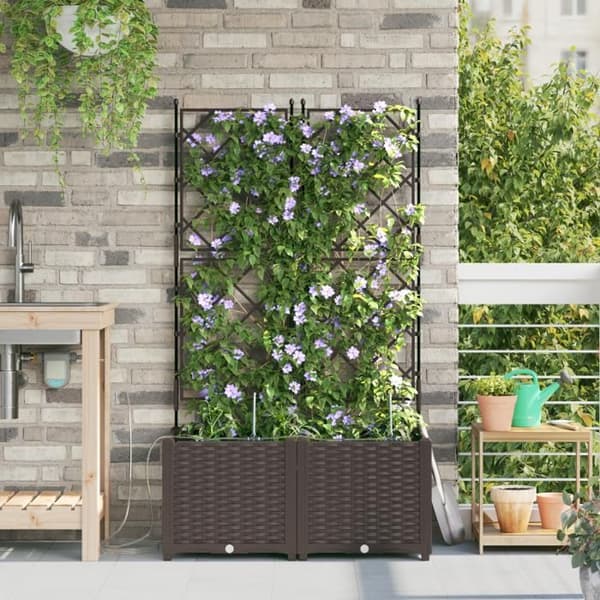 Växtlåda - Brun - Vattensystem - Rektangulär - 80 x 39 x 142 cm brun