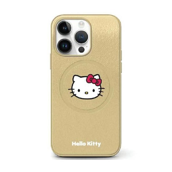 Hello Kitty Läder Kitty Head MagSafe - Fodral till iPhone 14 (guld)