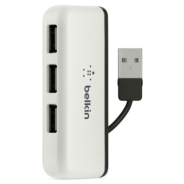 USB 2.0 reseauppkopplare - BELKIN - 4 portar - Kompakt - Plug and Play - Svart/Vit